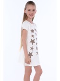 Girls\' dress with stars, cream, NDZ8244 - Online store - Boutique